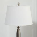 Set Lampada da Terra e Lampada da Tavolo 40W Attacco E27 in Acciaio e Tessuto Bianco e Argento
