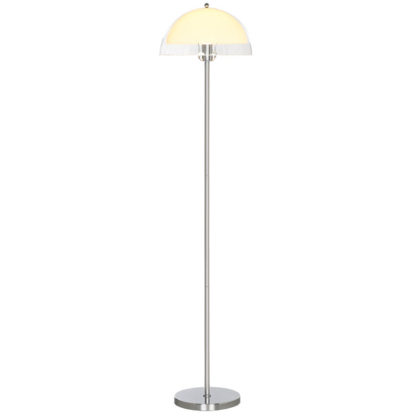 sconto Piantana da Interno Lampada da Terra Paralume Doppio E27 Metallo e Acrilico 35x150 cm Bianco