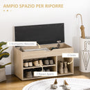 Scarpiera Salvaspazio Imbottita con Spazio a Scomparsa 80x30x45 cm in Legno e Pelle PU Colore Legno  