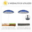 Ombrellone da Spiaggia Inclinabile con Tendine Laterali Ø191x211 cm in Poliestere e Acciaio Blu e Bianco  