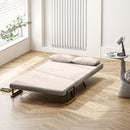 Divano Letto con Schienale Reclinabile e 2 Cuscini in Tessuto Effetto Velluto Bianco Crema  