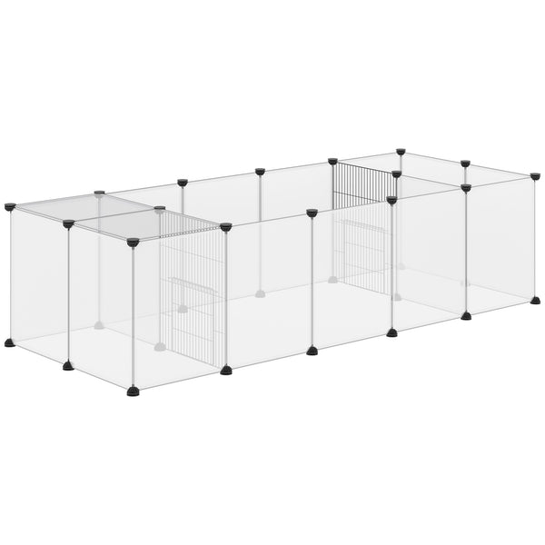 sconto Recinto per Animali Modulabile 175x70x45 cm  con 20 Pannelli e 2 Porte in Acciaio e PP Bianco e Nero