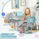 Banco Studio Scuola per Bambini 80x54,5x104 cm con Sedia Regolabile e Piano Inclinabile Blu