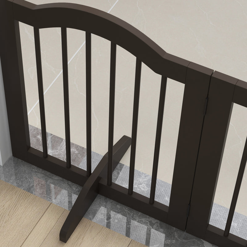 Cancelletto per Cani Pieghevole a 3 Sezioni 154,5x29,5x61 cm in Legno Caffè  