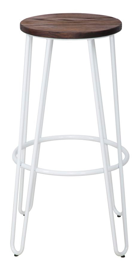 Set 2 Hocker Ø39x76 cm Detroit in Holz und weißem Eisen online