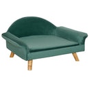 Divano per Cani e Gatti Imbottito 73x58x37 cm in Velluto Verde Chiaro