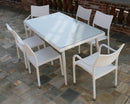 Tavolo da Giardino in Polyrattan con Vetro 160x90H77cm Adila Bianco Crema