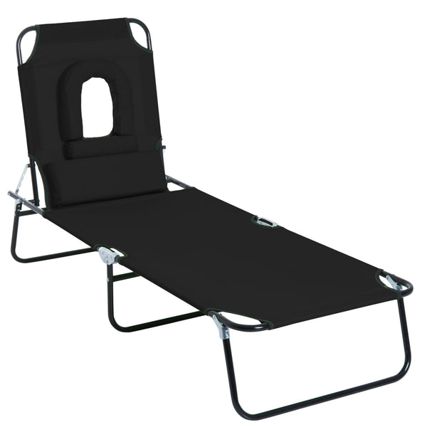 Klappbarer Liegestuhl 187 x 58 x 36 cm aus Stahl und schwarzem Oxford-Stoff prezzo