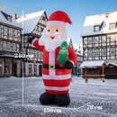 Babbo Natale Gonfiabile Gigante 150x78x243 cm con Albero di Natale Luci LED Gonfiatore e Borsa Portaoggetti in Poliestere Rosso      