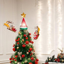 Puntale Rotante per Albero di Natale con 2 Slitte Luci e Suoni in Plastica e Metallo Rosso      