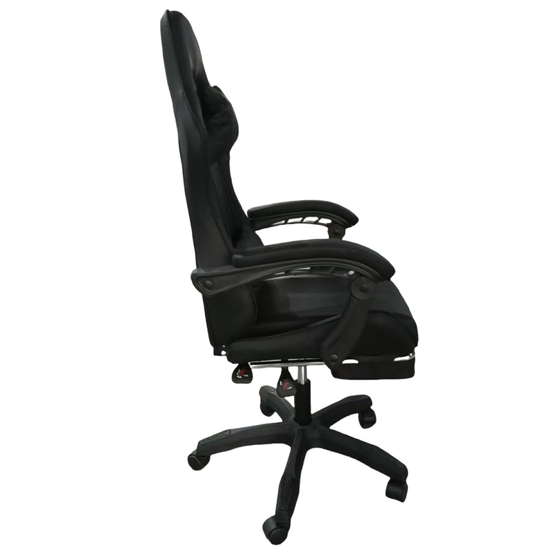 Sedia da Gaming Ergonomica con Poggiapiedi e Cuscini in PVC Nero      