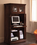 Mobile con Scrivania Incorporata Porta PC Ripiano a 2 Ante in Legno Nero