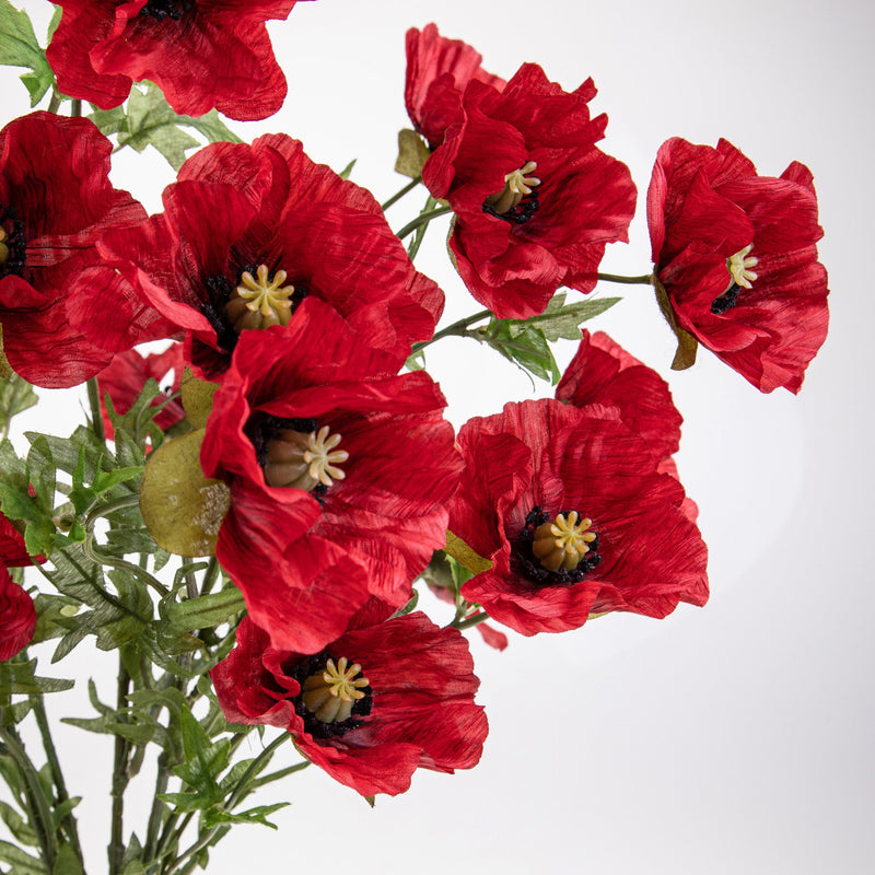Set 2 Mazzo 20 Papaveri Artificiali H.63 cm Rossi