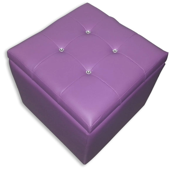 Cube Pouf Container aus Kunstleder und Lilla Renier Kristallen sconto