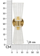 Lampada da Muro Praga 11x16x40 cm in Ferro e Vetro Oro e Trasparente      