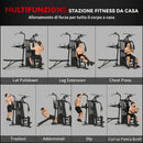 Palestra Multifunzione 250x183x213 cm con Sistema a Pulegge Panca Regolabile Pacco Pesi 69 kg e Cavi in Acciaio Nero      