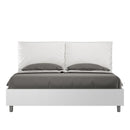 Letto Matrimoniale Struttura Bianco Frassico con Cuscini in Similpelle Egos Antea Bianco Varie Misure