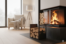 Portalegna per Camino in Ferro Verniciato 40,5x35,5x50cm Grigio Martellato
