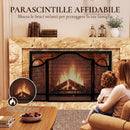 Parascintille per Camino Pieghevole a 3 Pannelli 122x1x74 cm in Metallo Verniciato Nero      