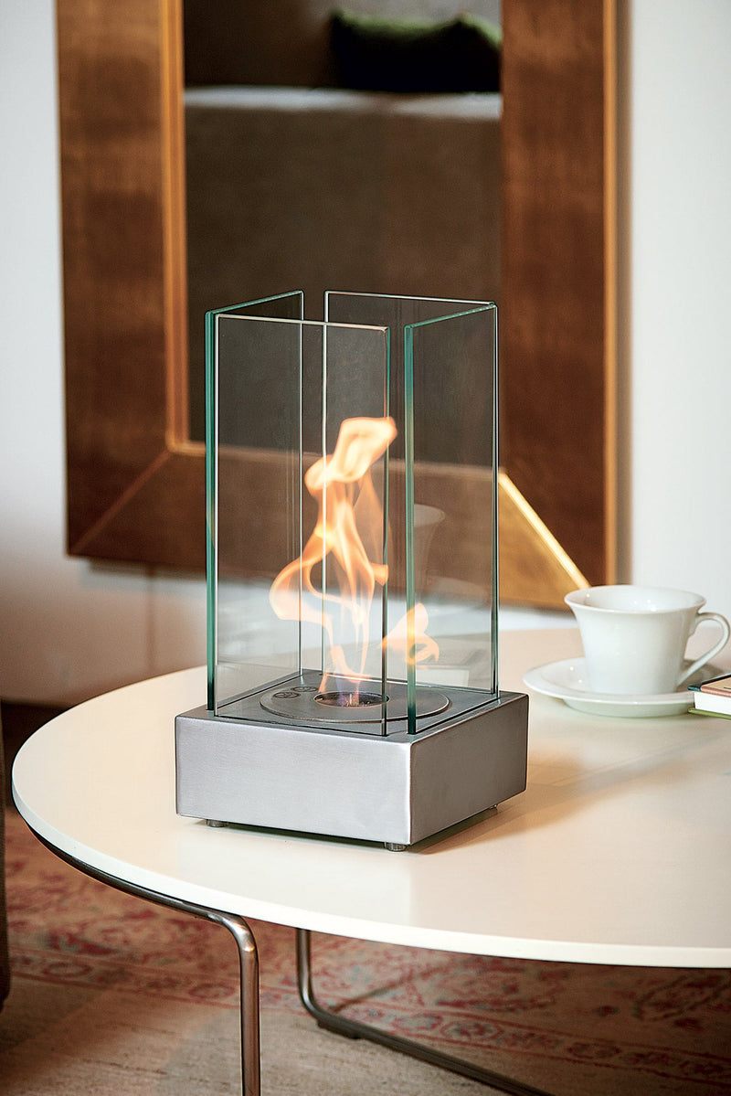 Camino a Bioetanolo da Tavolo 18x18x35 cm Aosta Acciaio 