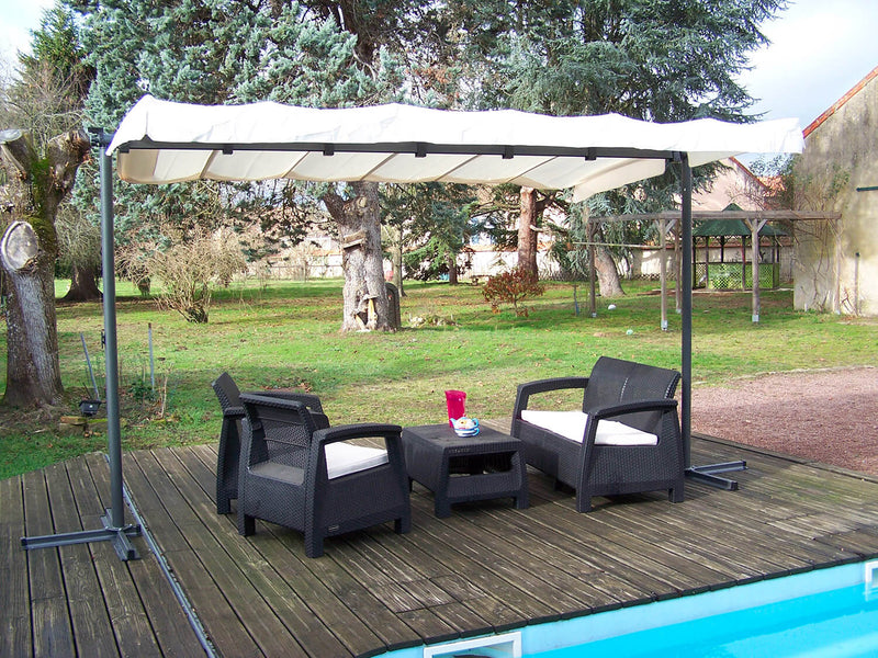 Pergola a Baldacchino 2,5x3,5x2,2 m Telo in Poliestere Struttura in Alluminio Grigio Antracite Grigio Antracite