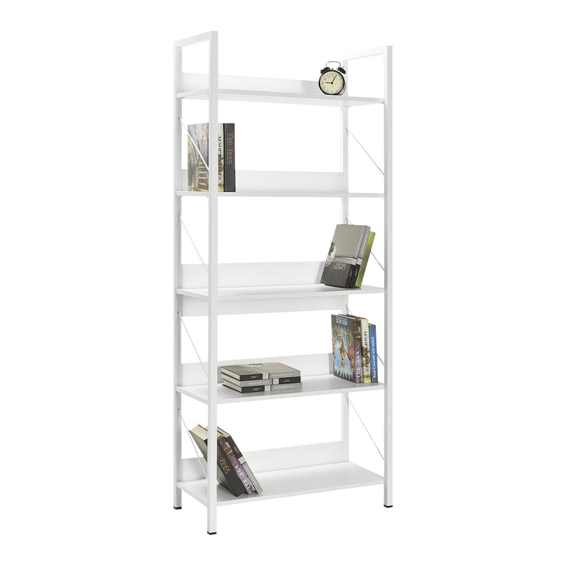 Libreria in Legno 73x176x35 cm Scaffale 5 Ripiani per Ufficio Bianco