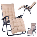 Sedia Sdraio da Giardino con Cuscino Reclinabile e Pieghevole in Acciaio e Tessuto Oxford Beige      