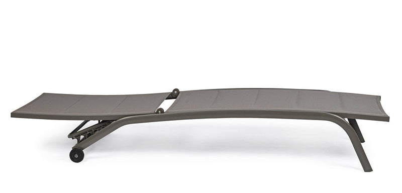 Lettino Prendisole da Giardino 61x192x96 cm con Ruote in Alluminio Tortora