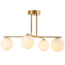 Lampadario a Sospensione 75x75x55 cm con 4 Sfere Altezza Regolabile e Rotazione a 350° in Acciaio Oro      