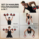 Set Pesi Palestra 6 in 1 Multifunzione 125x18x18 cm da 20kg Totali in Plastica e Sabbia Rosso      