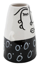 Vaso Thinking Face 16,2x13,3x21 cm in Porcellana Bianco e Nero