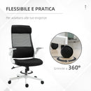 Sedia Poltrona Direzionale da Ufficio 77x75x115-125 cm in Tessuto a Rete Poliestere Nera e Bianca