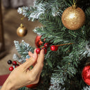 Albero di Natale Alto 180 cm  con 620 Rami Pigne e Bacche Rosse con Base in Metallo Verde      