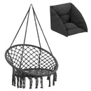 Poltrona Sospesa Giardino Tessuto Sedia Dondolo Pensile Amaca con Cuscino Grigio