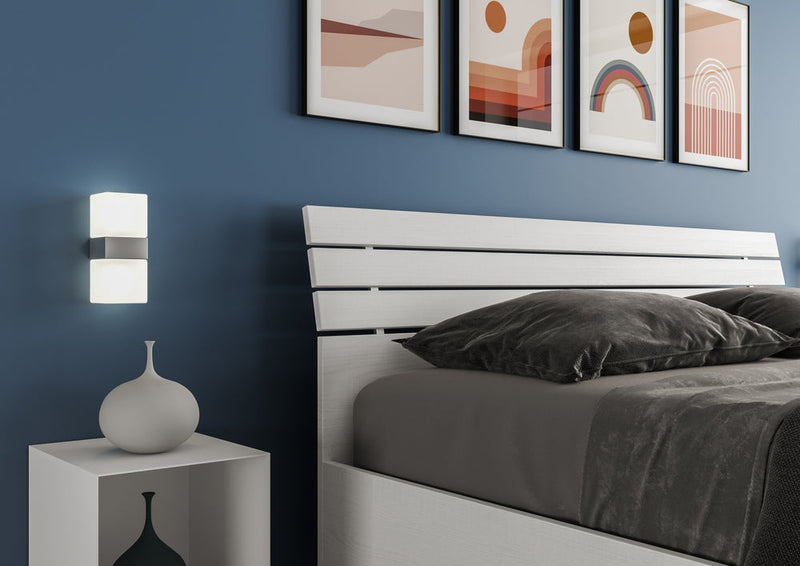 Letto Matrimoniale Testata Doghe Inclinata Ankel Frassino Bianco Varie Misure