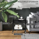 Carrello da Cucina con Cesto Cassetto Estraibile e 3 Ganci 61x32,6x58,5 cm in PP e Metallo Nero
