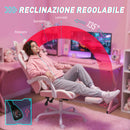 Sedia da Gaming Ergonomica Reclinabile con Poggiapiedi Rosa      