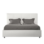 Letto Matrimoniale con Alzata Comoda Imbottito in Similpelle Mika Bianco Varie Misure