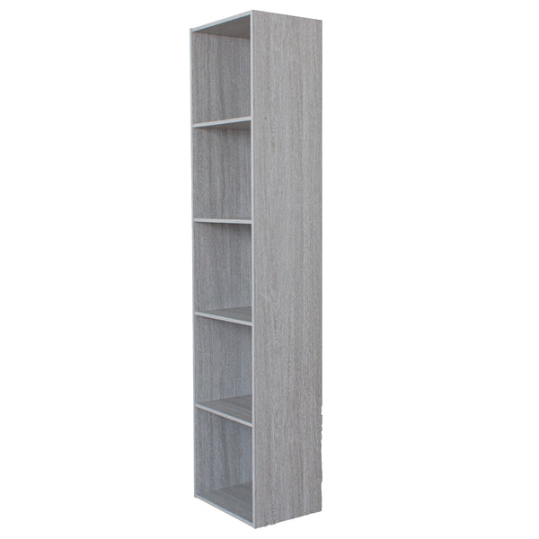 Bücherregal mit 5 Regalen 40 x 30 x 172 cm aus grauem Eichenholz sconto