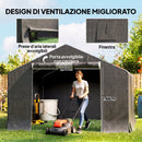 Garage Moto per Esterno Portaoggetti 3x3 m con Porta e Prese d'Aria Avvolgibili in PE Impermeabile Grigio Scuro      
