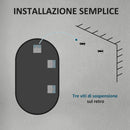 Specchio per Bagno Ovale a 3 Ganci 40x70x3 cm in Lega di Alluminio e Vetro Nero