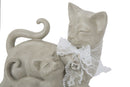 Gatto Stone con Cucciolo 19x9,5x17,5 cm in Poliresina Bianco