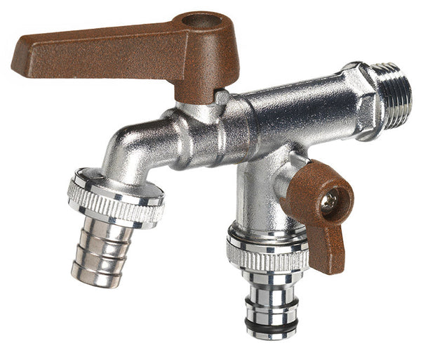 online Rubinetto a Sfera Doppio per Fontana da Giardino con Leve Colorate Belfer RUB/027 Ruggine