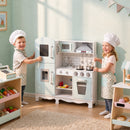 Cucina Giocattolo per Bambini 79x25x88 cm con Luci Suoni Accessori Frigo Forno e Macchina Caffè in MDF Verde Chiaro      