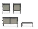 Set 4 Pezzi Salotto da Giardino con Divano 2 Poltrone e Tavolino in Alluminio e PP Konnor Antracite 