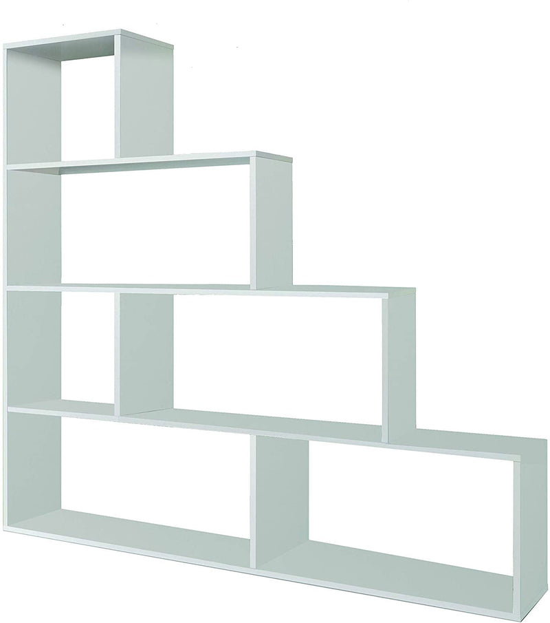 Libreria di Design 145x29x145 cm Scaffale in Legno Bianco Lucido