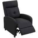 Poltrona Relax  67x87x98 cm Reclinabile 155° Max con Poggiapiedi in Tessuto Effetto Lino Nero      
