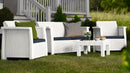 Set Salotto da Giardino in Resina Divano 2 Poltrone e Tavolino Bauer Vegas Bianco