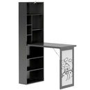 Scrivania Moderna Pieghevole 98x51x153 cm con Libreria e Lavagna in Legno e Metallo Nero      