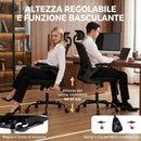Sedia da Ufficio Ergonomica 64x65x114-129 cm in Rete con Supporto Lombare Poggiatesta e Altezza Regolabile Dondolo Nera      